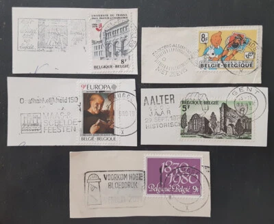 BELGIUM 1979-1980 Used Selection On Piece Pictorial Cancels XF 1929-1 - Image 1 of 2