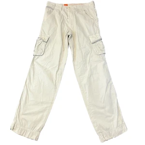Chinos cargo Hugo Boss para hombre rectos regulares blanco roto combate W32 L34 vintage - Imagen 1 de 13