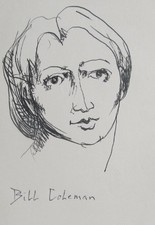 BILL COLEMAN AUSTRALIAN SIGNED INK B "WOMAN PORTRAIT" C 1970