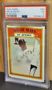 1972 TOPPS #50 WILLIE MAYS HOF IN ACTION BASEBALL CARD PSA 5 - Bild 1 von 2