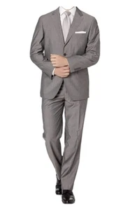 Men’s 2pc Two Button Suit NEW Gray Striped - Picture 1 of 6
