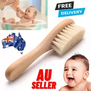 Baby Infant Brush Wooden Hairbrush Natural Goat Hair Soft Bristles Scrub Tool - Picture 1 of 12