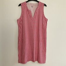 Lands End Tank Dress Size XL Red White Gingham Pullover Women Sleeveless