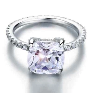 5 kt Kissenschliff kreierter Diamant Ring 925 Sterlingsilber Verlobung Größe 8 - Bild 1 von 5