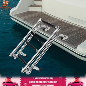 Escalera de barco de 4 peldaños plegable bote escalera de natación bote escalera de embarque acero inoxidable - Imagen 1 de 17