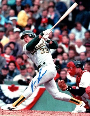 Jose Canseco Signed Autographed 8X10 Photo Oakland A's 1990 ALCS Swing JSA - Image 1 of 2