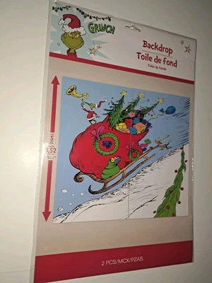 THE GRINCH Escena Setter Fiesta de Navidad Decoración de Pared 32x65 Grinchmas Telón de Fondo NUEVO Foto 1 de 4