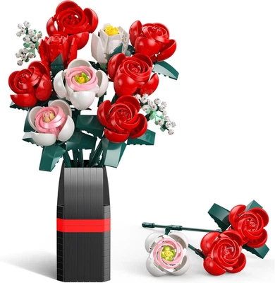 Set Di Costruzione Fiori E Piante, 841 PCS - 11 Rose Bouquet Flowers Artificiali - Immagine 1 di 4