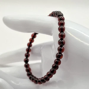 VINTAGE BALTIC AMBER STONE CHERRY COLOR 5 mm BEADS STRETCH BRACELET - Picture 1 of 6