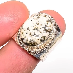 Ocean Jasper - Madagascar Silver Plated Handmade Ring s.7 T69, Christmas Gift - Picture 1 of 3