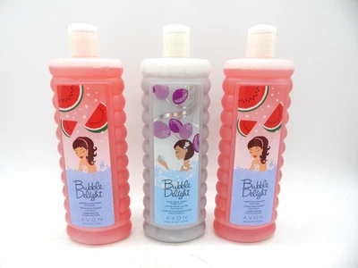 Lot of 3 AVON Bubble Delight Bubble Bath 24 oz Sealed Watermelon & Sugar Plum - Image 1 of 4