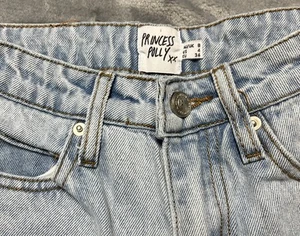 Princess Polly Ripped Jeans Damen 4 helle Waschung hoher Bund gerades Bein distressed - Bild 1 von 3