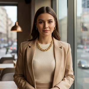 Mujeres Moda Joyería Collar Cadena Metal Dorado Doble Eslabones Trenzados Estilo Urbano - Imagen 1 de 19