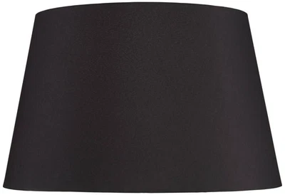 Black Faux Silk Large Tapered Drum Lamp Shade 15" Top x 19.5" Bottom x 12" High - Image 1 of 4