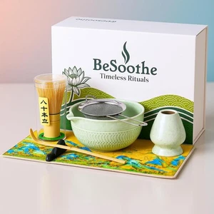 Juego de batidor Matcha 7 piezas kit de ceremonia de té Matcha con tazón, cuchara, tamiz y caja de regalo - Imagen 1 de 9