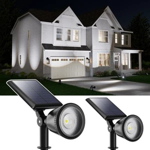 2 Pack Solar Powered Spot Lights Outdoor Waterproof Super Bright LED Yard Spo... - Picture 1 of 9