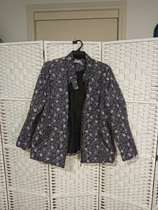 Blue Quilted Jacket Miller's Size 18 Elastic Waist Pockets Zip Polyester - Picture 1 of 4