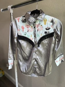 Handmade Girls Size medium Western Button Down Shirt With Fringe - Picture 1 of 4