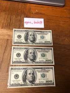$100 note 100 dollar bill. Series 2001 nice condition. (3) 6 numbers alike  nice - Picture 1 of 4