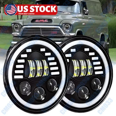 Nuevo que viene para GMC Jimmy 1973-1980 2 piezas Halo 7 pulgadas redondos LED DRL faros giratorios Foto 1 de 4