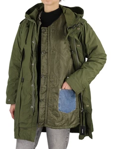 DIESEL W-Terry Women Jacket S Green Parka Zip Hooded Sherpa Lined RRP€395 - Picture 1 of 18