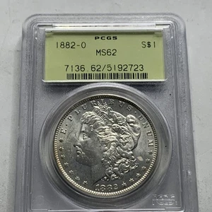 Dólar de plata Morgan 1882-O graduación profesional ms 62 - Imagen 1 de 10