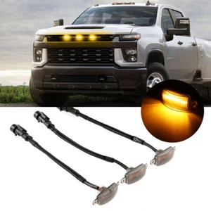 3x Smoked Lens Amber LED Front Grille Running Lights For Ford F150 Raptor Style - Picture 1 of 12