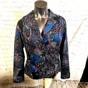 Coldwater Creek Womens Size 10 3 Button Paisley Long Sleeve Cotton Blend Blazer - Picture 1 of 5