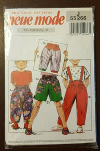 Neue Mode-J 55 266 Shorts Pants Sewing Pattern Child Size Baby to 8 Uncut - Picture 1 of 2