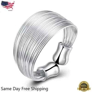 Fashion 925 Silver Party lady Cute women Rings Jewelry mesh pretty nice Wedding - Picture 1 of 8