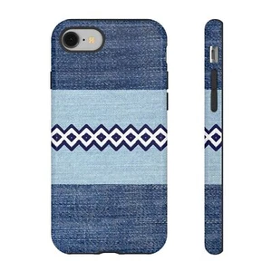 Blue Jean Print Diamonds Tough Phone Case for Iphone, Samsung Galaxy, Goog Pixel - Picture 1 of 285