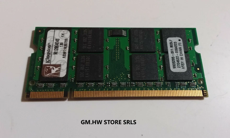 Memoria Sodimm DDR2 M12864E40 Kingston 1GB PC2-4200 533MHz CL4 200 pin - Immagine 1 di 1