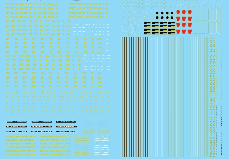 Microscale 60-66 N Pennsylvania Railroad PRR Steam Locomotive Gold Letters 2pgs - Image 1 of 1