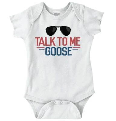 Talk To Me Goose Pop Culture Movie Quote Newborn Baby Boy Girl Infant Romper - Image 1 of 4