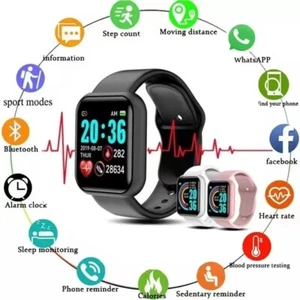 Montre Connectée Homme Femme Moniteur de Fréquence Cardiaque Étanche pour iPhone Android Livraison Gratuite - Photo 1 sur 13