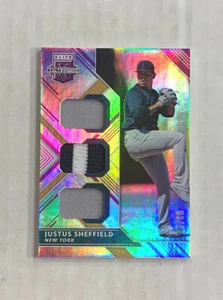 JUSTUS SHEFFIELD 2018 Elite PURPLE HOLO SP RC 3 CLR TRIPLE GU JERSEY 09/25! RARE - Picture 1 of 3