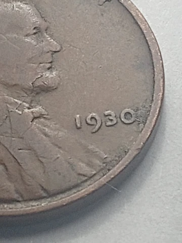 1930 Wheat Penny Error--Lamination Peel on obverse Cover