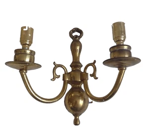 Flemish Wall Light One Brass Double Sconce 22cm Solid Brass 483gm Vintage - Picture 1 of 20