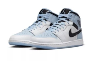 Size 13 Nike Air Jordan 1 Mid SE White Ice Blue Sneakers DV1308-104 Men’s - Picture 1 of 8