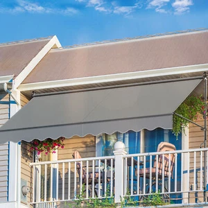Patio Awning Manual Retractable Sun Shade 6 Size Canopy Outdoor Deck Shelter - Picture 1 of 14