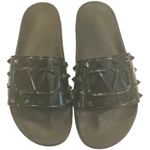 Valentino Garavani Rockstud Logo Pool Slides Sz 10 - Picture 1 of 9