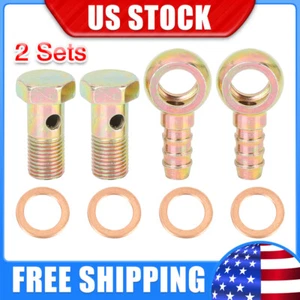 2 juegos de pernos de barra de manguera Banjo de 12 mm accesorios metal tono bronce para motocicleta coche - Imagen 1 de 5