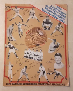 Programa de marcadores de los Yankees de Nueva York 1978 sin anotar de los Reales 25 aniversario de la década de 1970 - Imagen 1 de 14