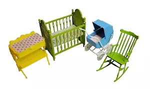 Vintage JENNY JONES NURSERY SET Crib,Changing Table,Rocking Chair & Buggy 1973 - Picture 1 of 13