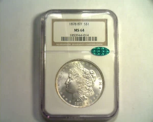 1878 8TF MORGAN SILVER DOLLAR NGC MS64 CAC NICE ORIGINAL COIN PREMIUM QUALITY PQ - Picture 1 of 4