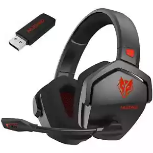Wireless Gaming Headset 2.4GHz Bluetooth 100H Battery Noise-Isolating Mic for PC - Picture 1 of 13