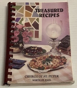 Vtg Church Of St Peter Treasured Recipes Cookbook North St Paul Minnesota 1995 - Imagen 1 de 24