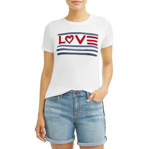 Camiseta EV1 para mujer LOVE cuello redondo suave talla pequeña y mediana - ¡NUEVA! - Imagen 1 de 4