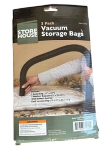 Store House 3-Pack Vacuum Storage Bags. 1 Large, 2 Med & Bonus Compression Bags - Picture 1 of 2