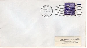 CALIFORNIA TOWN CANCEL,  WEST POINT, CA  1960  FDC11511 - Picture 1 of 1